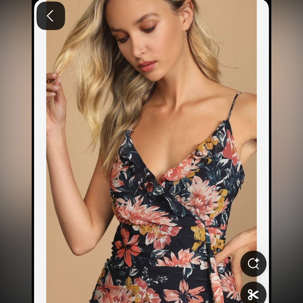 Lulus blue floral midi dress